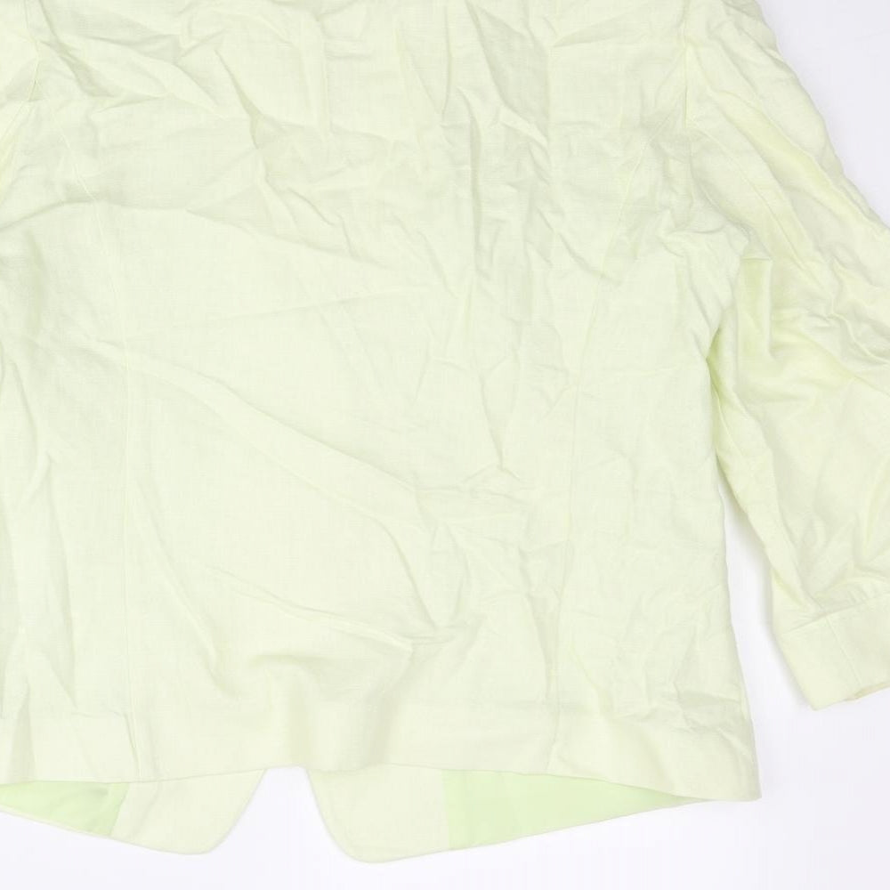 Classic Womens Green Linen Jacket Blazer Size 8