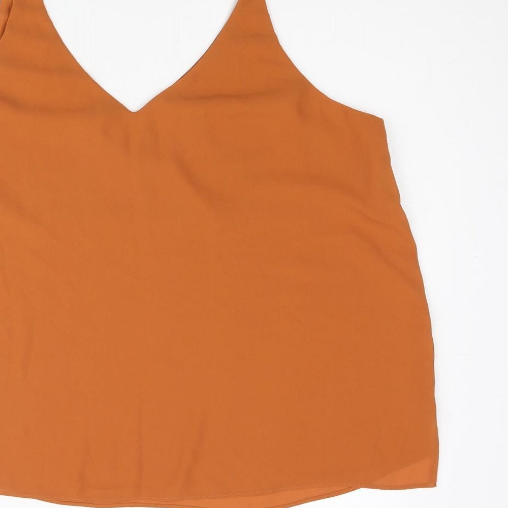 Topshop Womens Orange Polyester Camisole Blouse Size 14 V-Neck