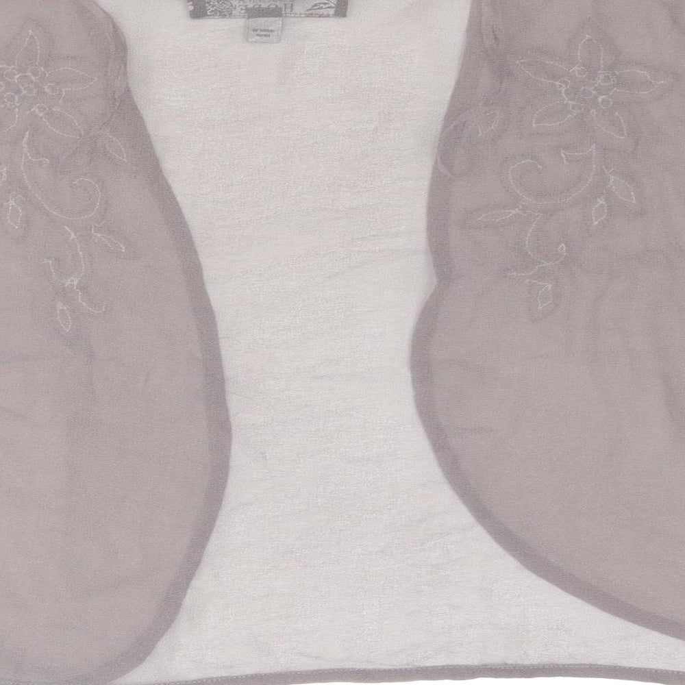 Joanna Hope Womens Grey Polyester Kimono Blouse Size 14 V-Neck - Cropped Beaded