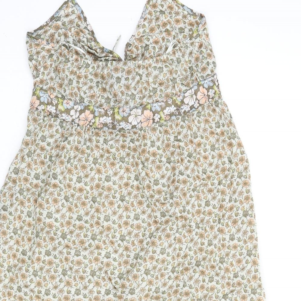 H&M Womens Multicoloured Floral Cotton Mini Size 6 Halter Pullover