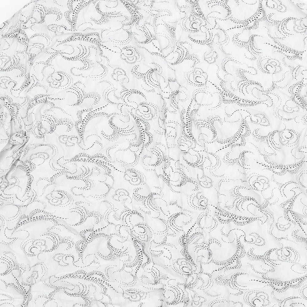 Marks & Spencer Womens White Geometric Viscose Basic Blouse Size 14 Mock Neck