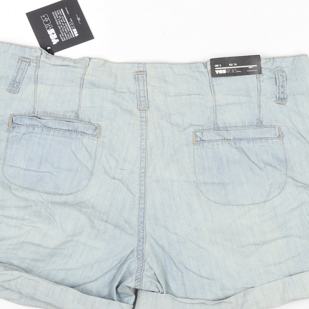 YesYes Womens Blue Cotton Paperbag Shorts Size 8 L3 in Regular Button