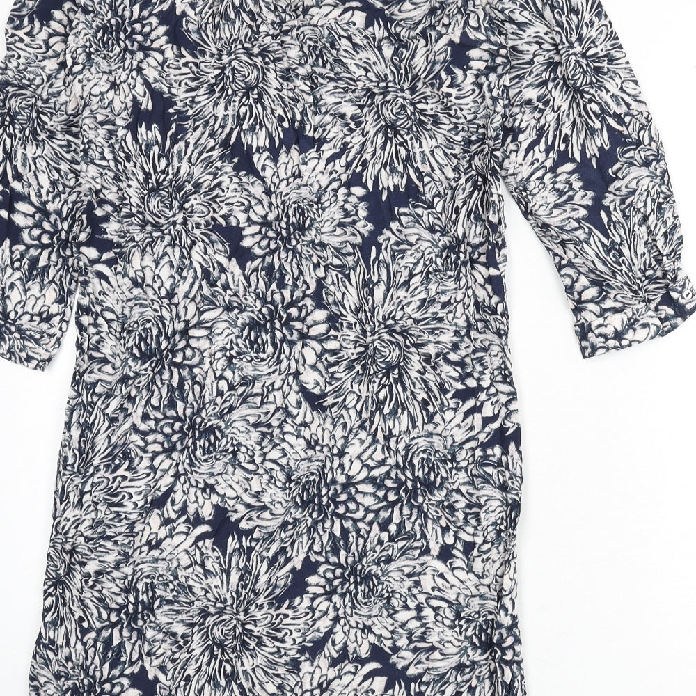 Apricot Womens Multicoloured Floral Viscose Shirt Dress Size 10 V-Neck Button