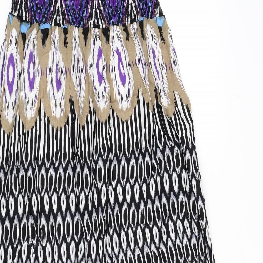 Marks & Spencer Womens Multicoloured Geometric Viscose Maxi Size 12 Halter Tie