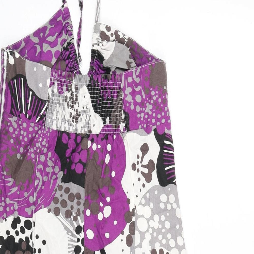 H&M Womens Multicoloured Geometric 100% Cotton A-Line Size 10 Halter Zip