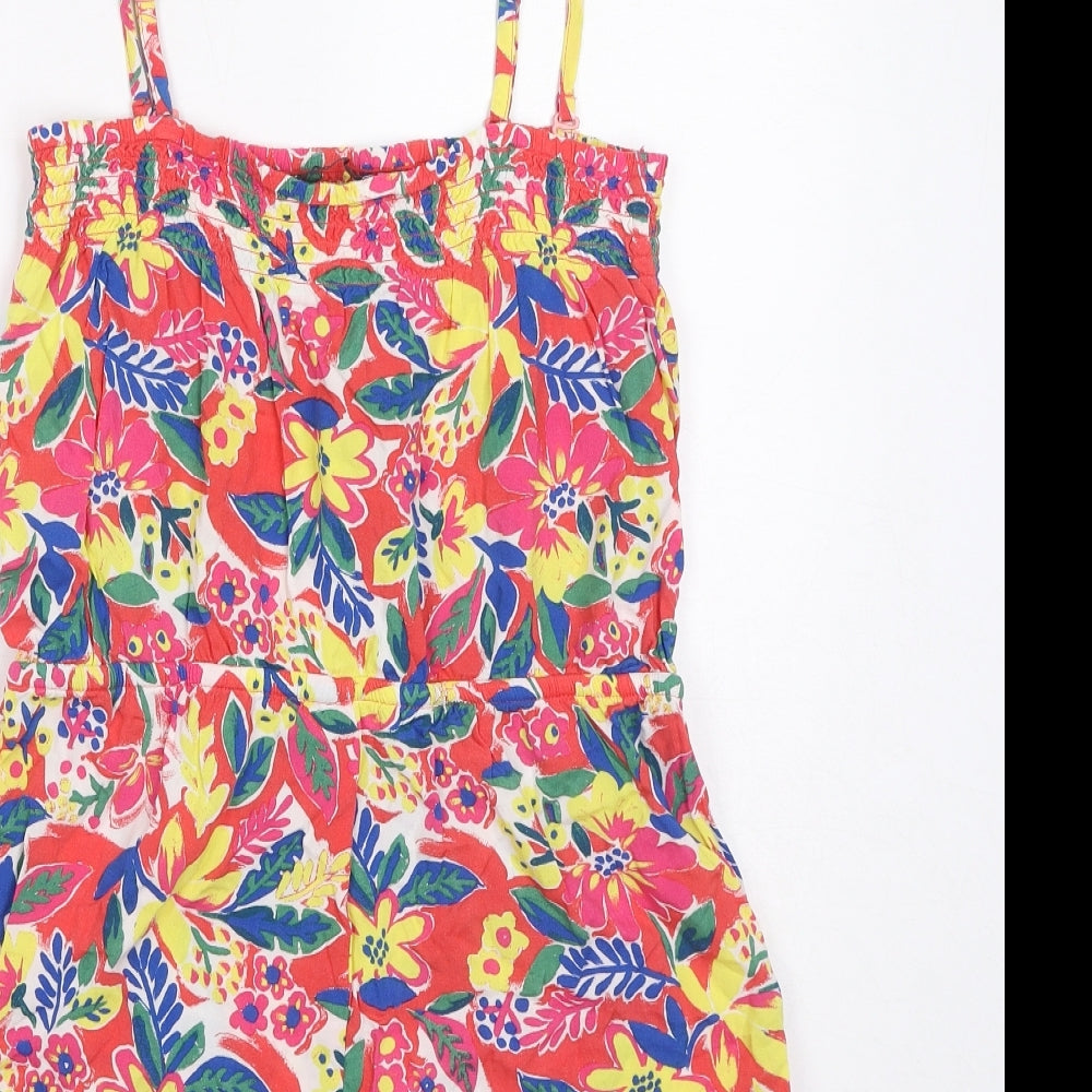 Marks & Spencer Womens Multicoloured Floral Viscose Playsuit One-Piece Size 8 Pullover