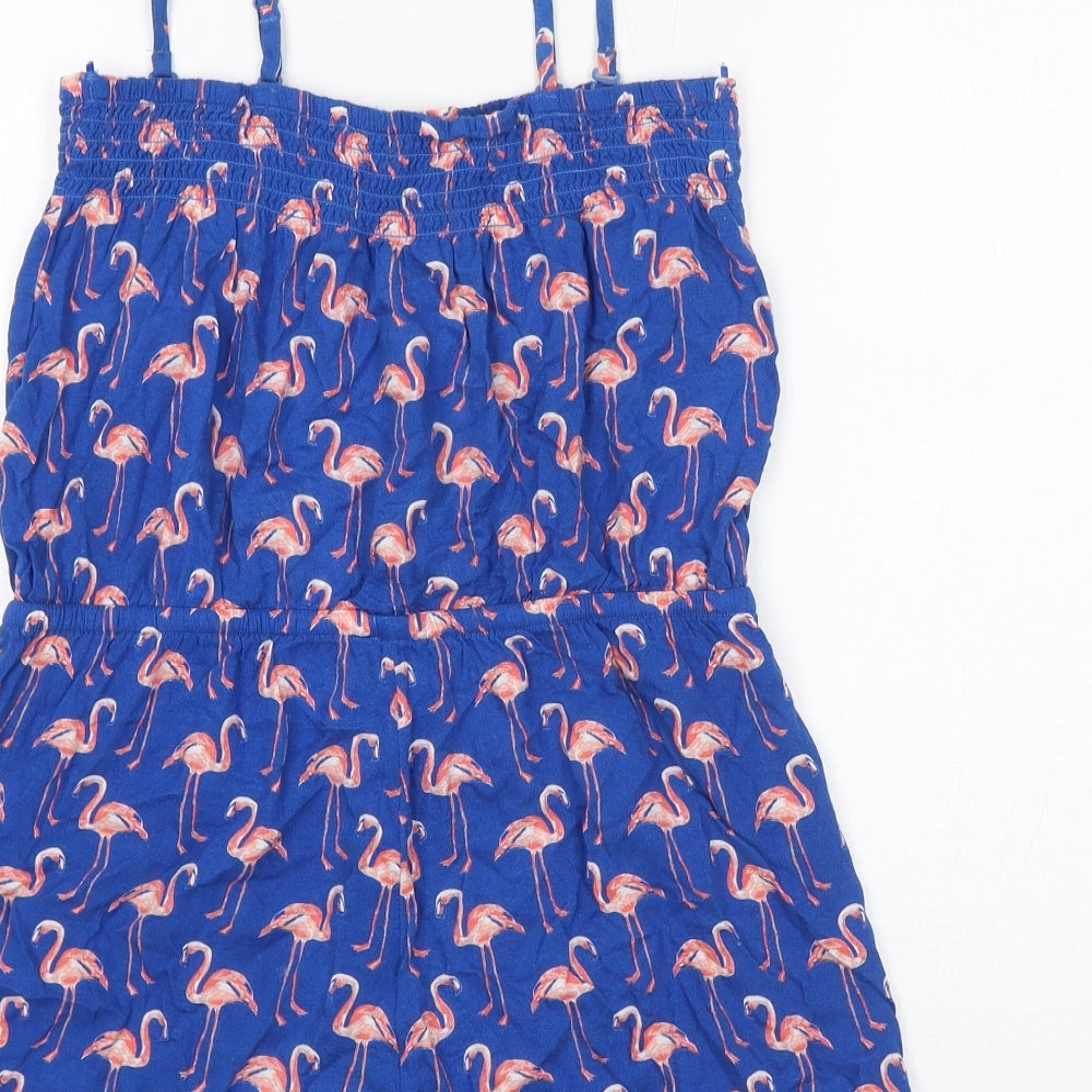 Marks & Spencer Womens Blue Geometric Viscose Playsuit One-Piece Size 8 Pullover - Flamingos