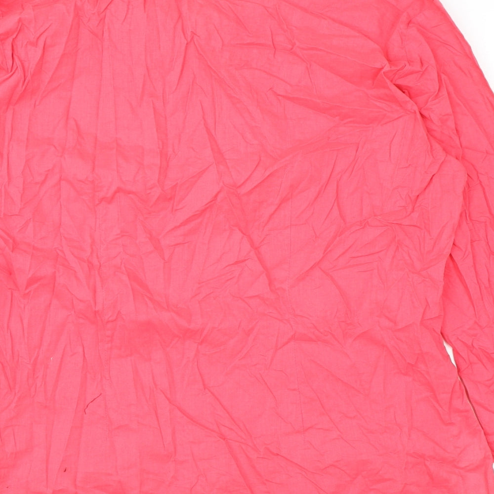 TIGI Womens Pink Geometric Cotton Basic Blouse Size 14 V-Neck