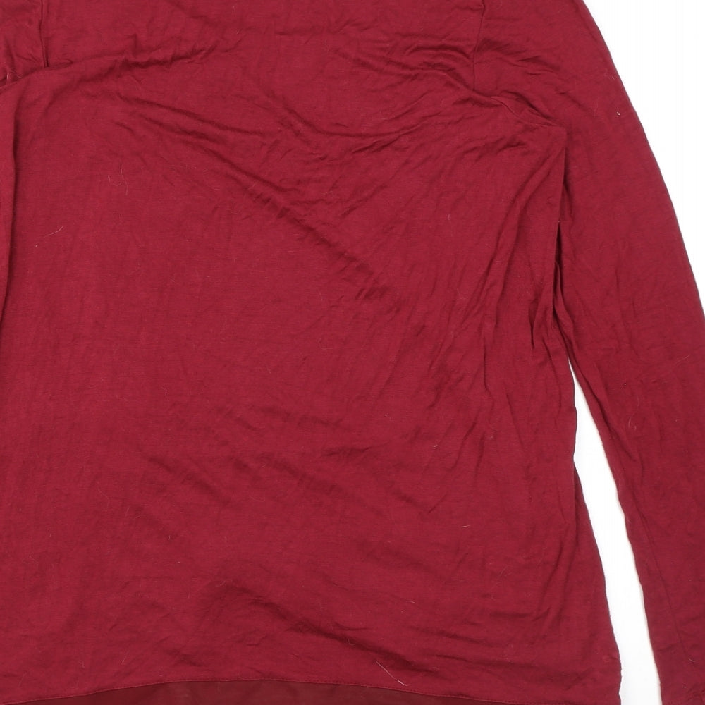 Bordeaux Womens Red Polyester Basic Blouse Size M Scoop Neck