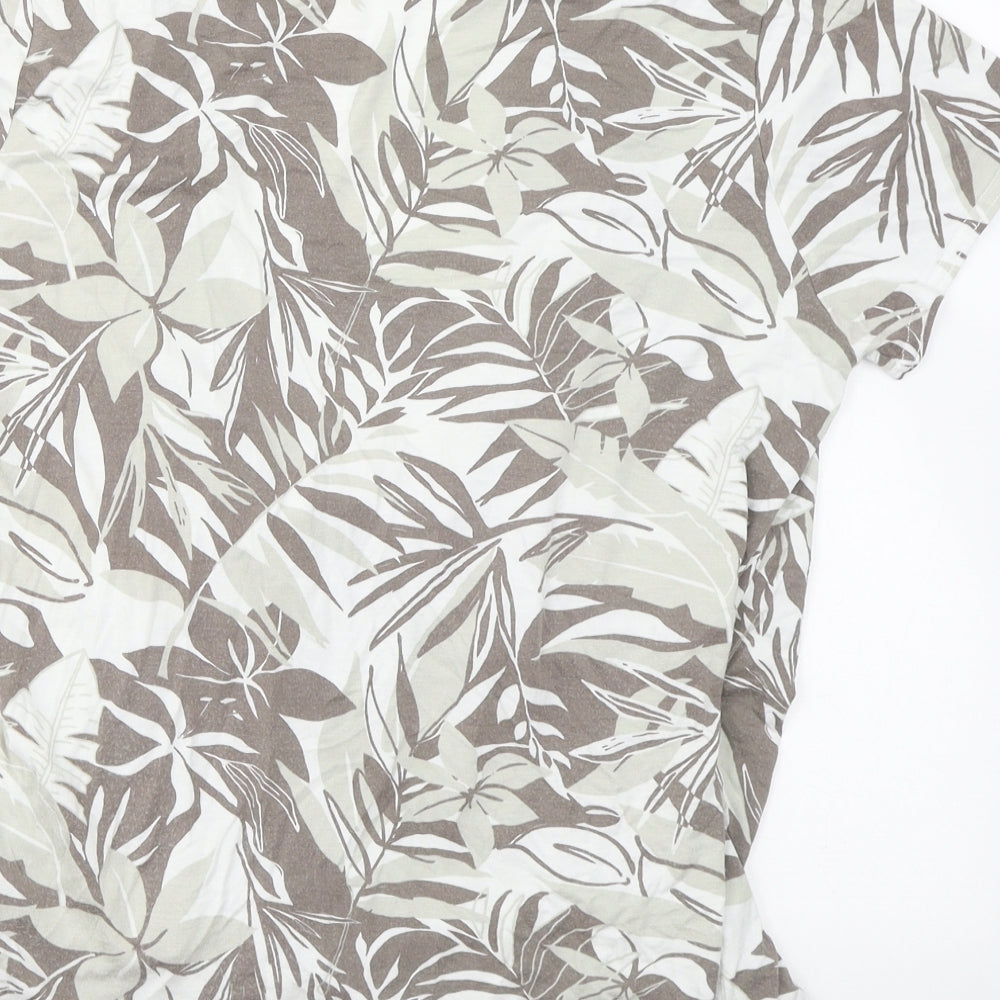 Marble Womens Grey Floral Viscose Wrap T-Shirt Size 14 V-Neck