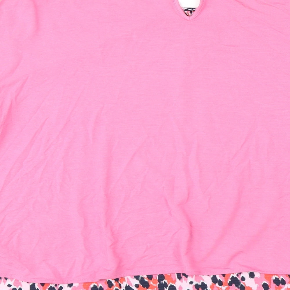 Marks & Spencer Womens Pink Geometric Viscose Jersey Blouse Size 16 Round Neck
