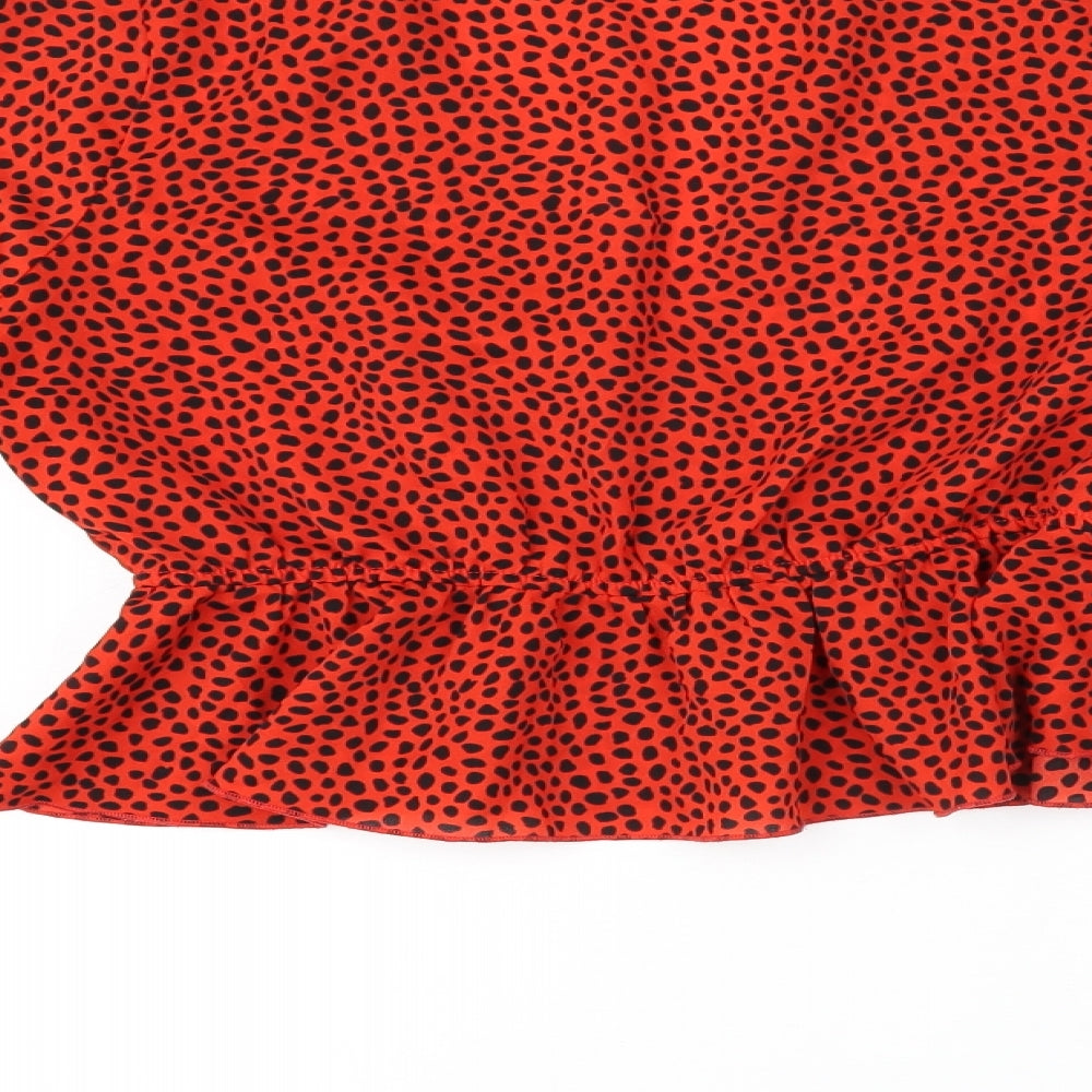 Nasty Gal Womens Red Polka Dot Polyester Basic Blouse Size 10 V-Neck