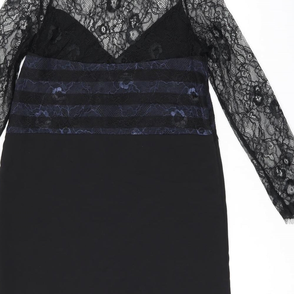 Zara Womens Black Polyamide Shift Size XS Round Neck Pullover - Lace detail