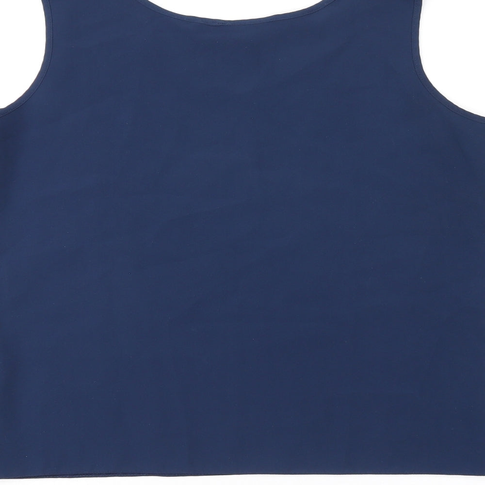 Debenhams Womens Blue Polyester Basic Tank Size 12 Scoop Neck