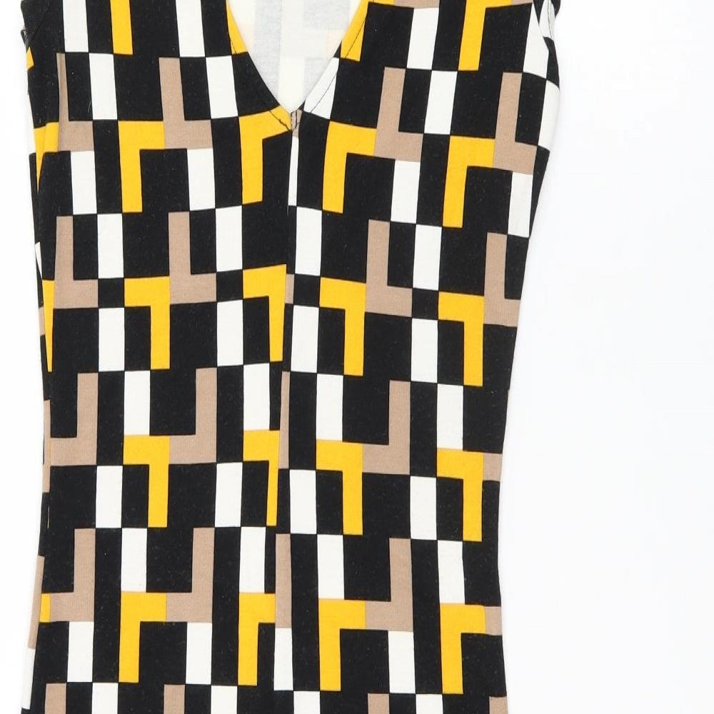 Mohito Womens Multicoloured Geometric Polyester Bodycon Size XS Boat Neck Pullover