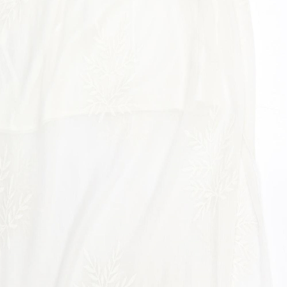 Zara Womens Ivory Polyester A-Line Skirt Size M Drawstring