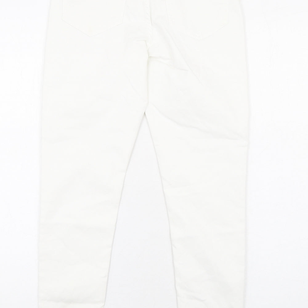 Marks and Spencer Womens White Cotton Skinny Jeans Size 10 L29 in Regular Zip