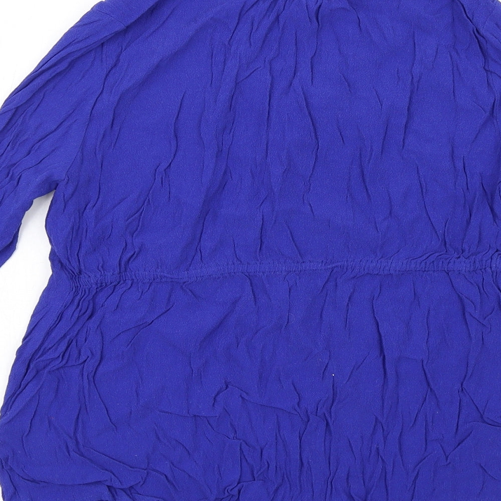 H&M Womens Blue Viscose Basic Blouse Size S V-Neck