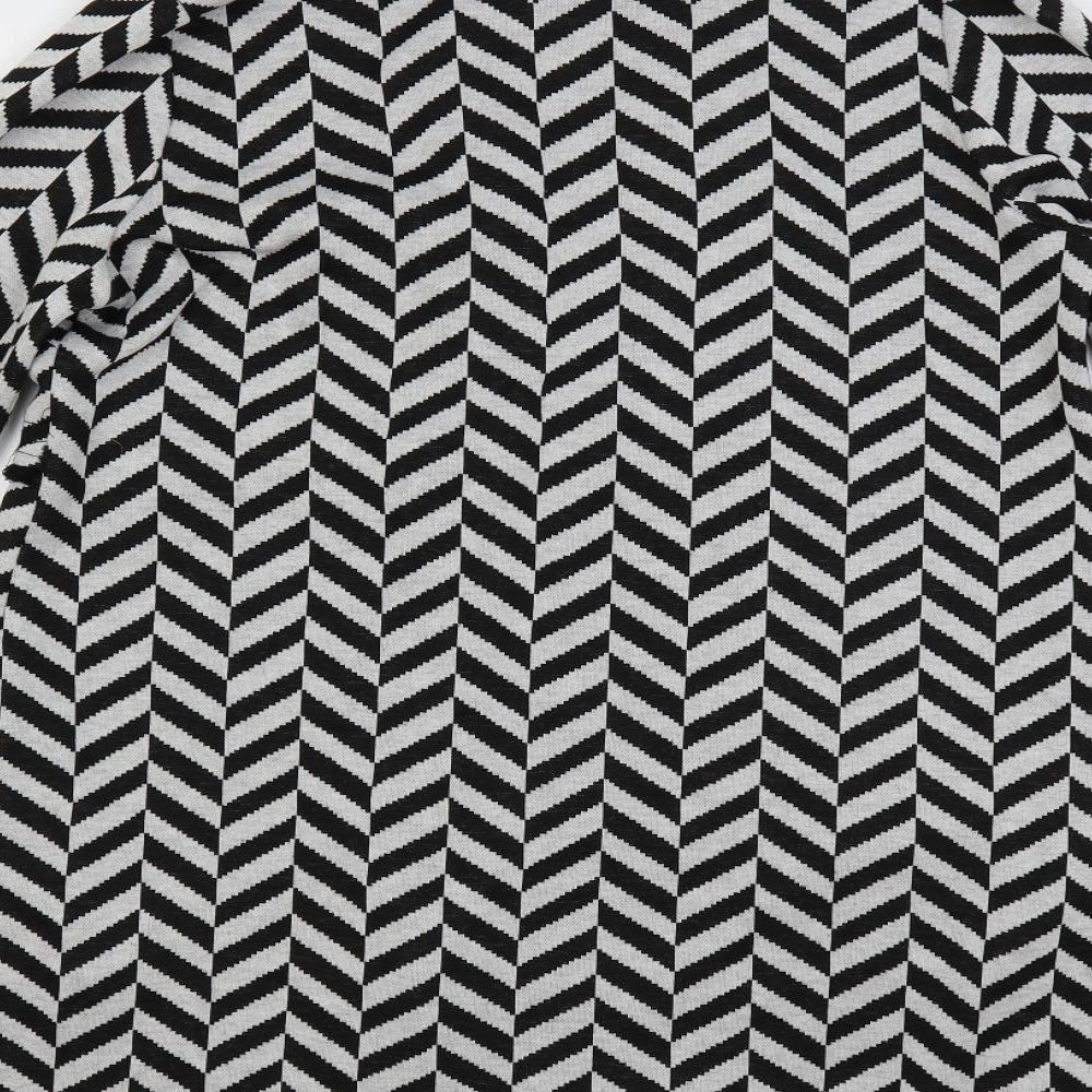 Wallis Womens Black V-Neck Geometric Polyester Cardigan Jumper Size S - Open