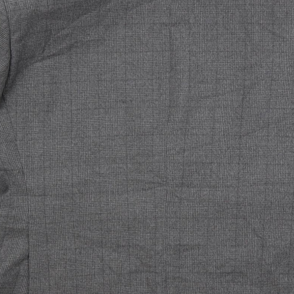 Marks & Spencer Mens Grey Plaid Polyester Jacket Sport Coat Size 46 Regular