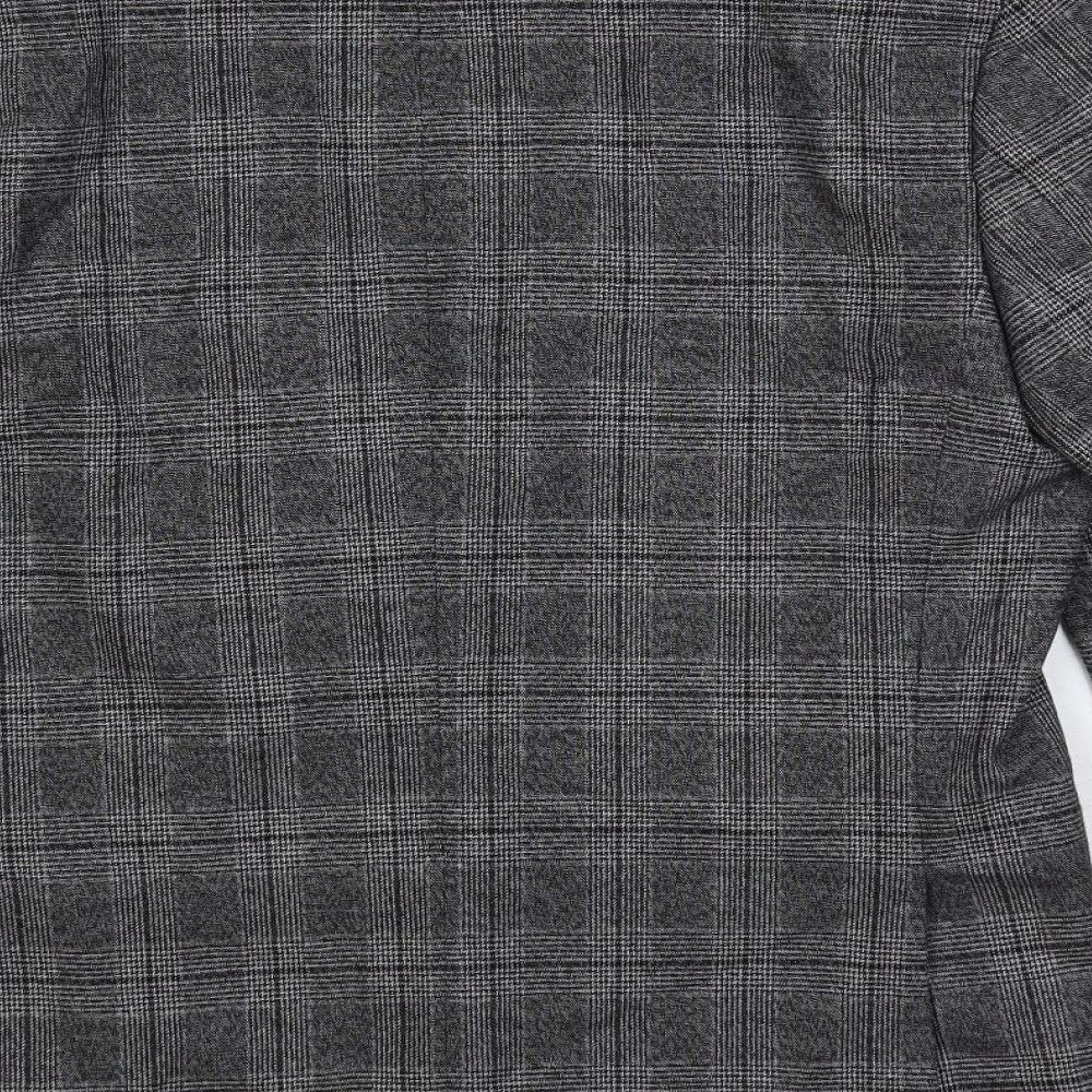 Marks & Spencer Mens Grey Plaid Polyester Jacket Suit Jacket Size 38 Regular