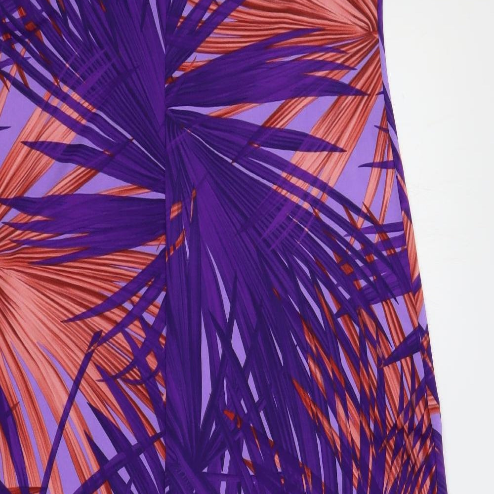 Anthony Studio Womens Purple Geometric Polyester Maxi Size L Round Neck Pullover