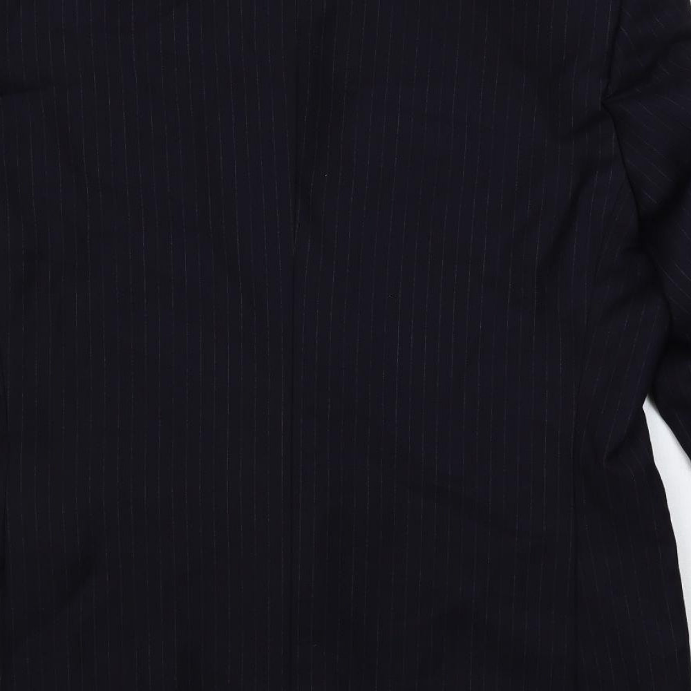 Greenwoods Mens Blue Striped Wool Jacket Suit Jacket Size 44 Regular
