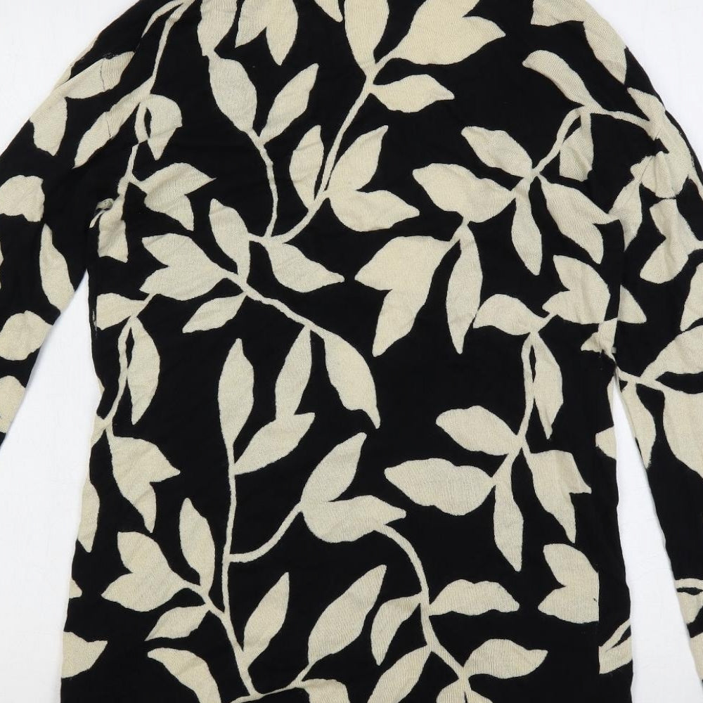 Marks & Spencer Womens Black V-Neck Geometric Viscose Cardigan Jumper Size XS - Open