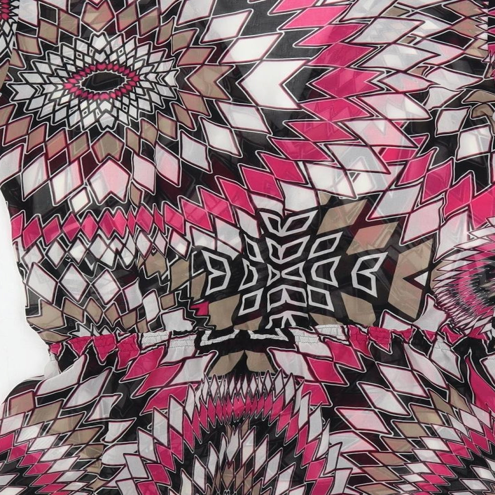 Wallis Womens Multicoloured Geometric Polyester Basic Blouse Size S V-Neck - Sheer
