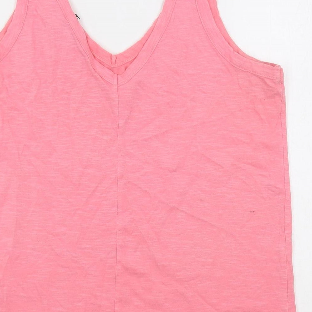 NEXT Womens Pink Cotton Basic Tank Size 10 V-Neck