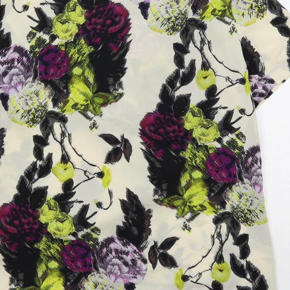 Betty Jackson Womens Multicoloured Floral Polyester Basic Blouse Size 12 Boat Neck
