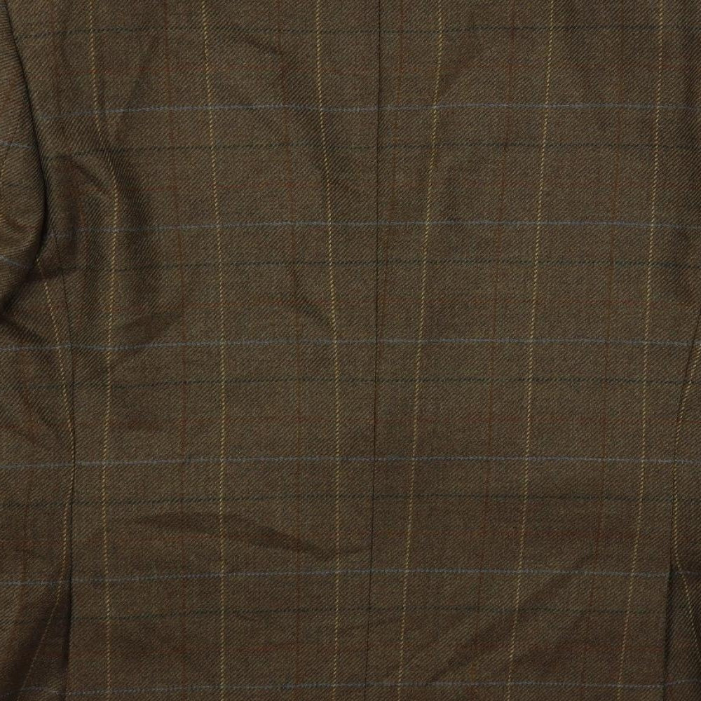 Blazer Mens Brown Plaid Wool Jacket Blazer Size 44 Regular