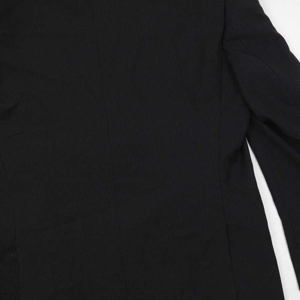 Marks & Spencer Mens Black Striped Polyester Jacket Suit Jacket Size 40 Regular