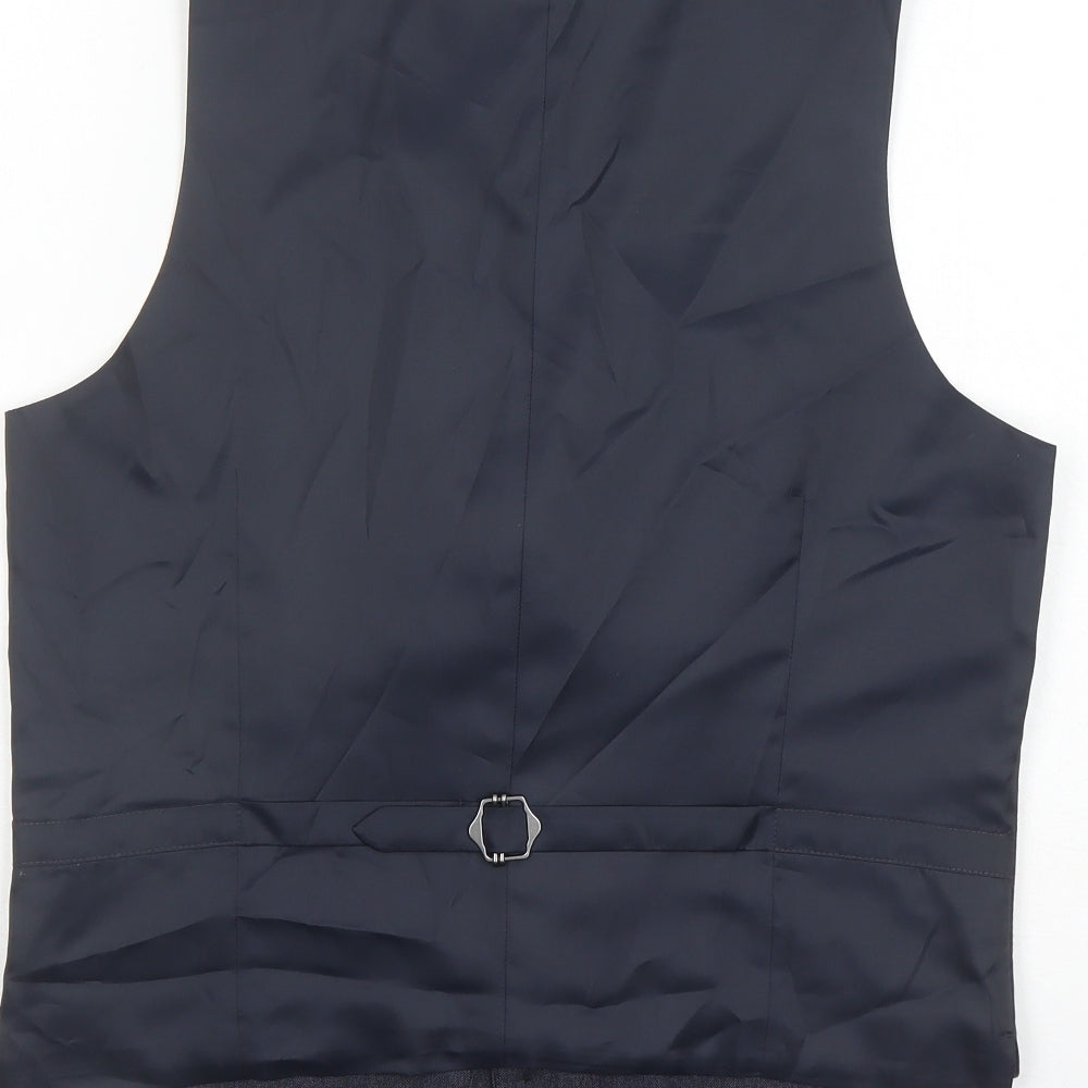 Marks & Spencer Mens Blue Polyester Jacket Suit Waistcoat Size 38 Regular