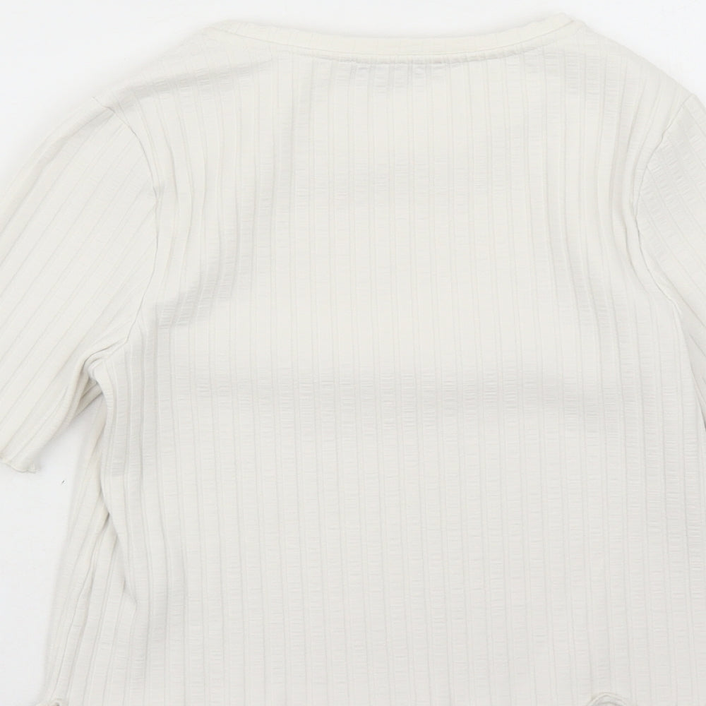 Limited Edition Womens Ivory Cotton Basic T-Shirt Size 14 Round Neck