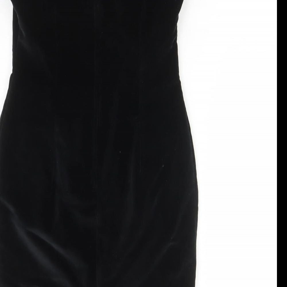 KRISS Womens Black Cotton Shift Size 10 V-Neck Zip