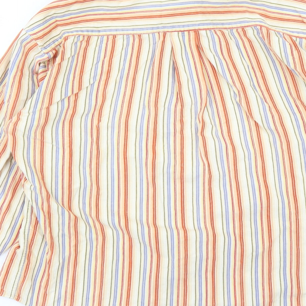 Barisal Mens Multicoloured Striped Cotton Button-Up Size M Collared Button