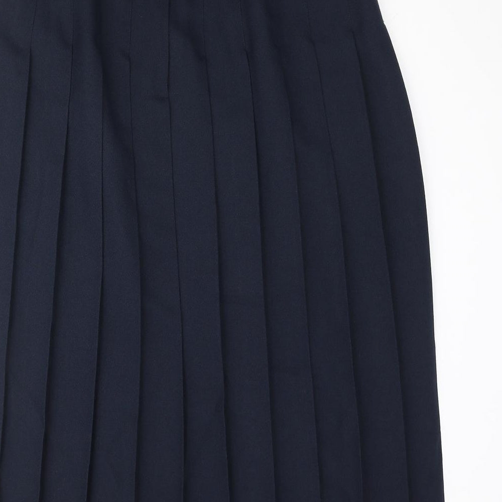 Essentials Womens Blue Polyester Pleated Skirt Size 32 in Zip