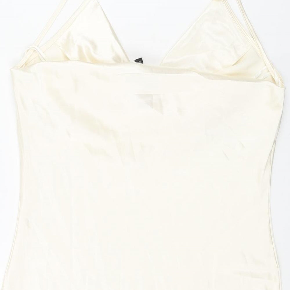 Divided by H&M Womens Ivory Polyester Slip Dress Size 10 Cowl Neck Pullover