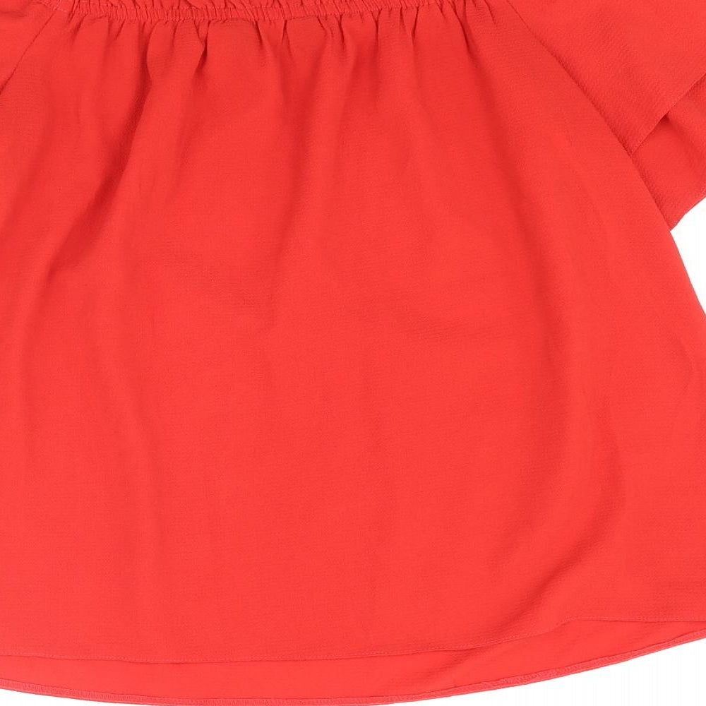 Dorothy Perkins Womens Red Polyester Basic Blouse Size 10 Off the Shoulder