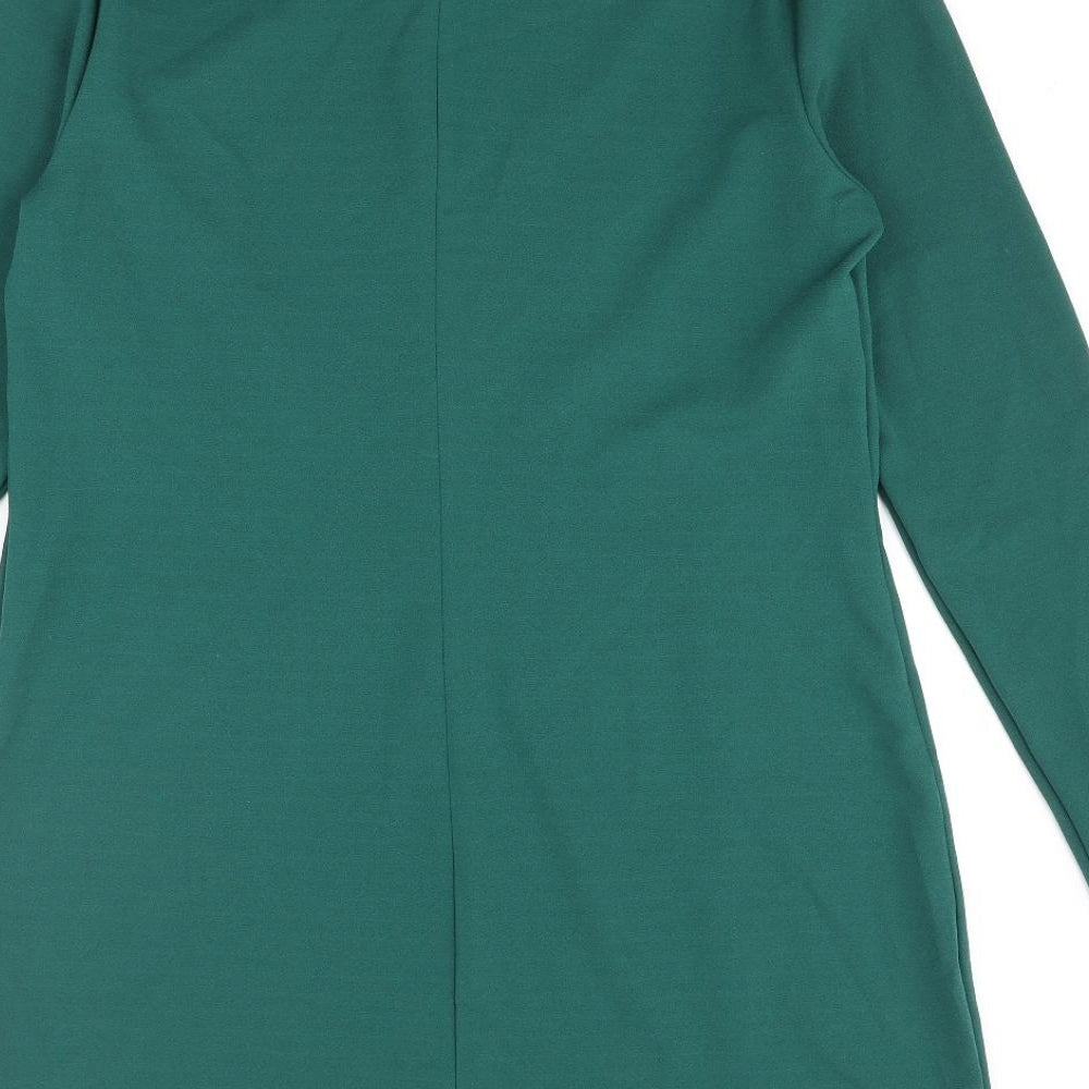 Zara Womens Green Polyester Mini Size L Round Neck Pullover