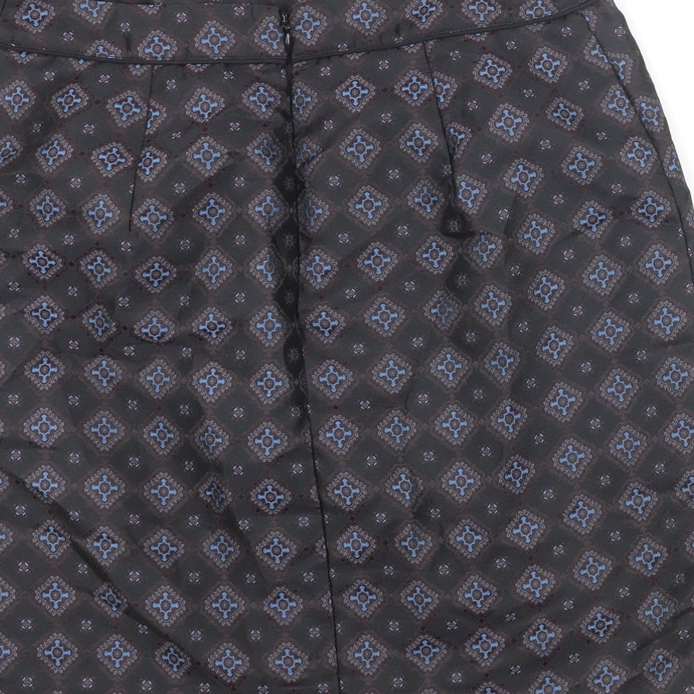 Warehouse Womens Black Geometric Polyester Straight & Pencil Skirt Size 10 Zip