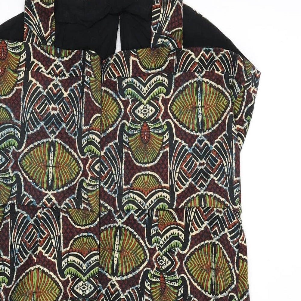 Topshop Womens Multicoloured Geometric Cotton A-Line Size 14 Halter Zip
