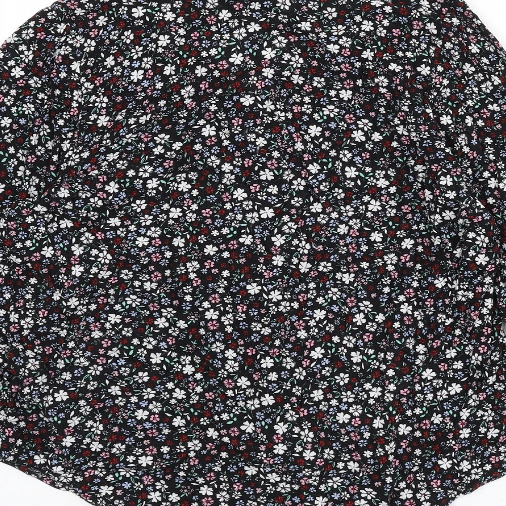 Marks & Spencer Womens Multicoloured Floral Viscose Basic Button-Up Size 10 V-Neck