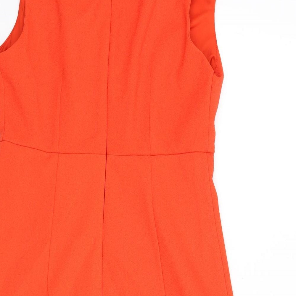 ASOS Womens Orange Polyester A-Line Size 10 Sweetheart Zip