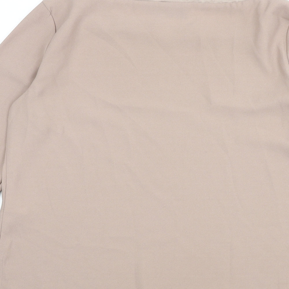 ESMARA Womens Beige Polyester Basic Blouse Size 10 Boat Neck