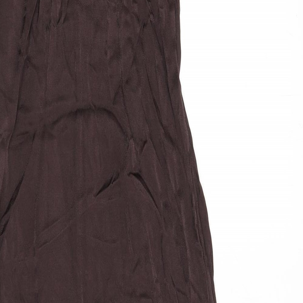 Weekday Womens Brown Viscose Maxi Size 6 Scoop Neck Zip - Racer Back