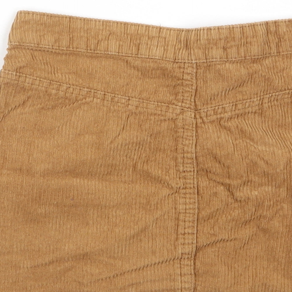 Denim & Co. Womens Brown Cotton A-Line Skirt Size 6 Button - Pockets
