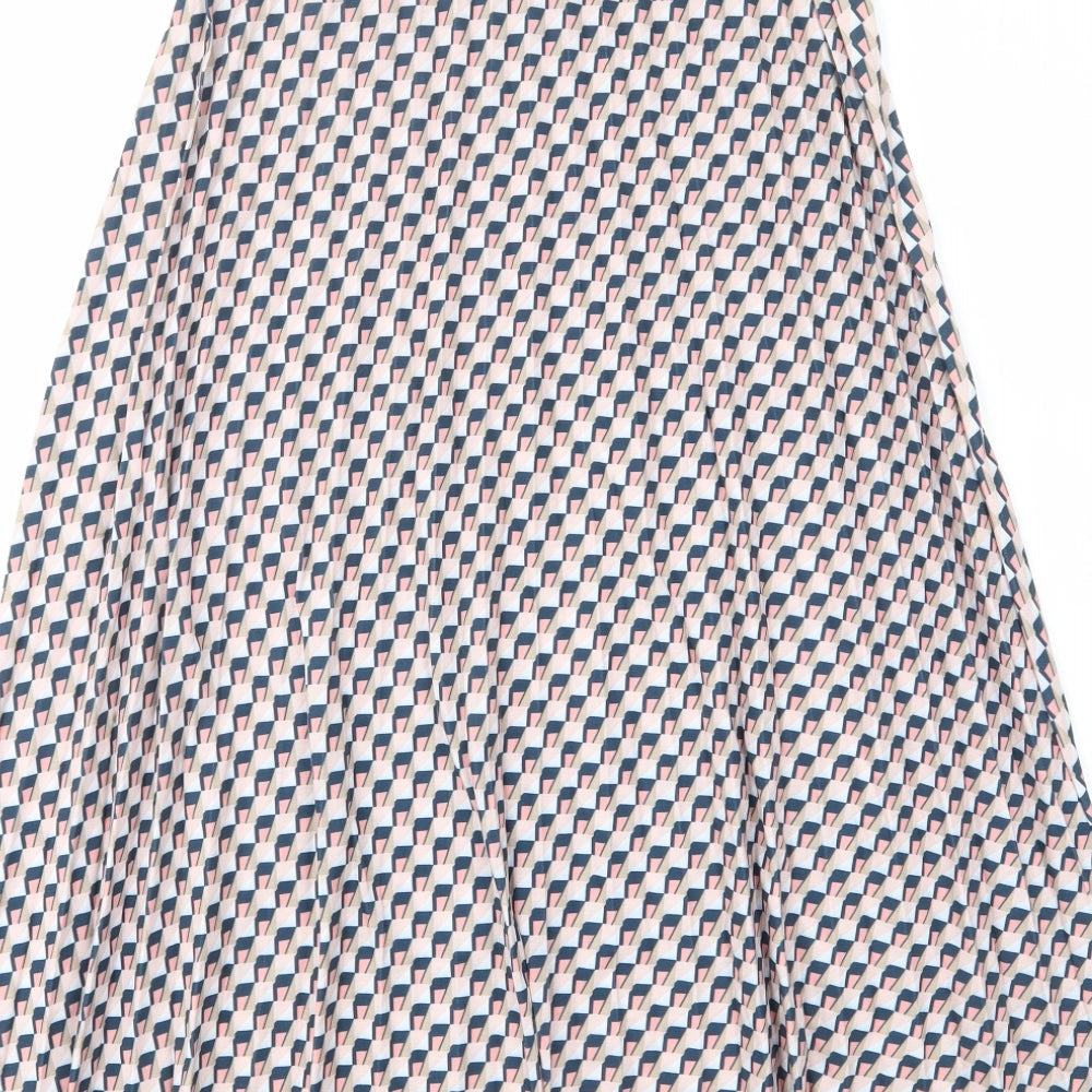 Marks & Spencer Womens Pink Geometric Polyester A-Line Skirt Size 6 - Elastic waist