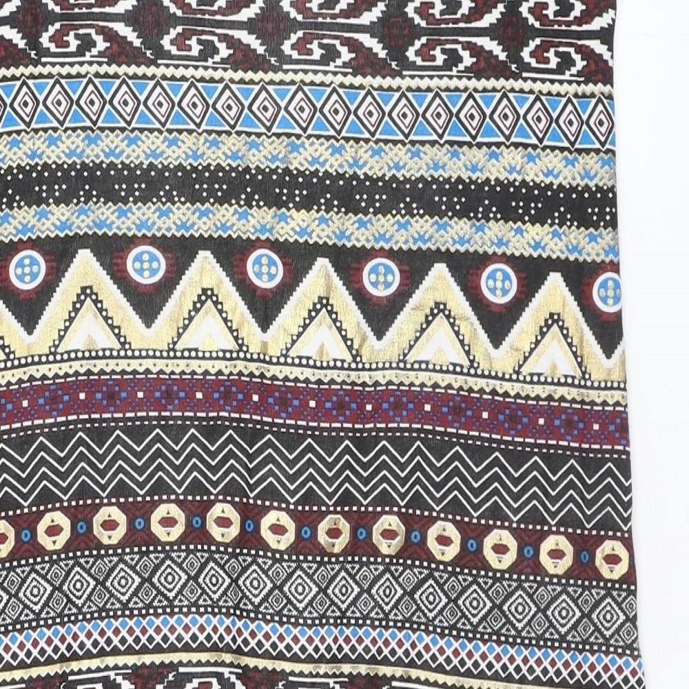 Apricot Womens Multicoloured Geometric Viscose Bodycon Size M Boat Neck Pullover